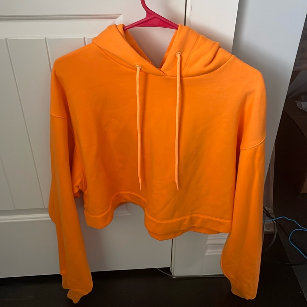 ALO Yoga orange Cropped Oversized Women's Hoodie Athleisure sweatshirt siz…